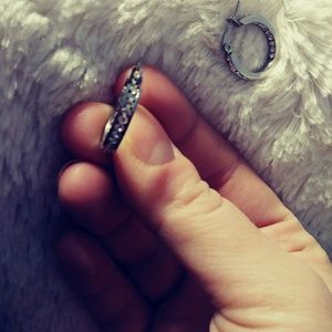 Stainless steel&CZ small hoop earrings